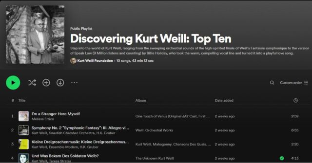 We have a new playlist for you! 🎧 'Discovering Kurt Weill: Top Ten' is a great way to explore the world of Kurt Weill. From the sweeping orchestral sounds of the finale of his Fantaisie symphonique to Billie Holiday's version of Speak Low (9 million listens and counting). Holiday took the warm, compelling vocal line and turned it into a playful love song!  Follow the link in bio to add this NEW playlist to your library today.